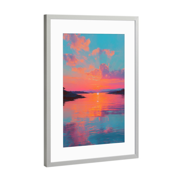 Poster mit Rahmen Silber "Abendlicht über dem Fjord" artboxONE - Natur,Reise,Abstrakt