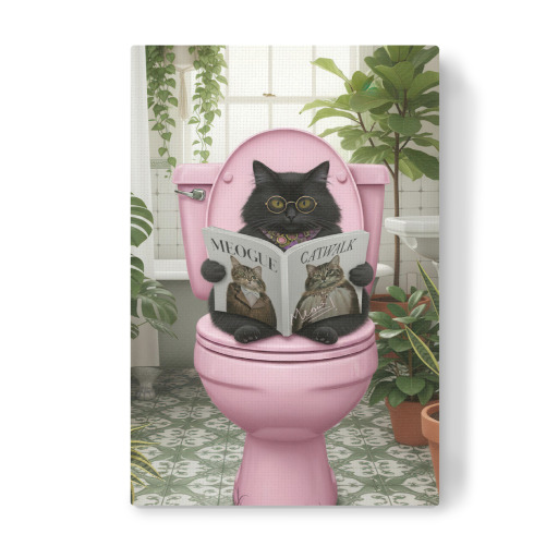 Stylish cat on pink toilet Stylish cat on pink toilet