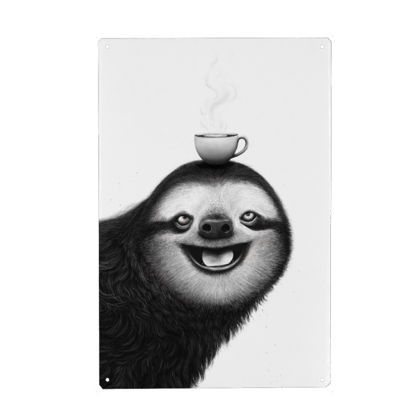 Holzbild "Faultier mit Cappuccino" artboxONE - Tiere,Essen & Trinken,Comic,Essen & Trinken / Alkohol,Lustig