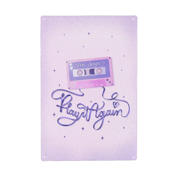 Holzbild "Love Songs. Retro Stil" artboxONE - Typografie,Musik,Liebe