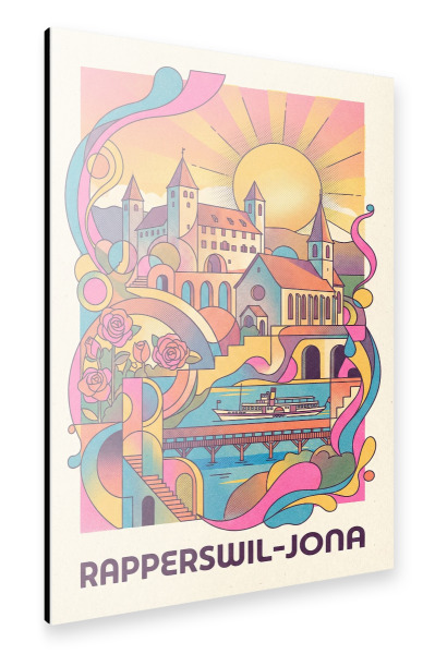 Alu-Dibond "Rapperswil-Jona Vintage Art Deco" 30x20 cm artboxONE