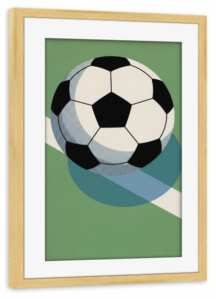 Poster mit Rahmen kiefer "Schwarz-weißer Fußball" artboxONE - Sport,Sport / Fußball - Fußball,Fußball,Fußball,Fußballplatz,Sport,Sport