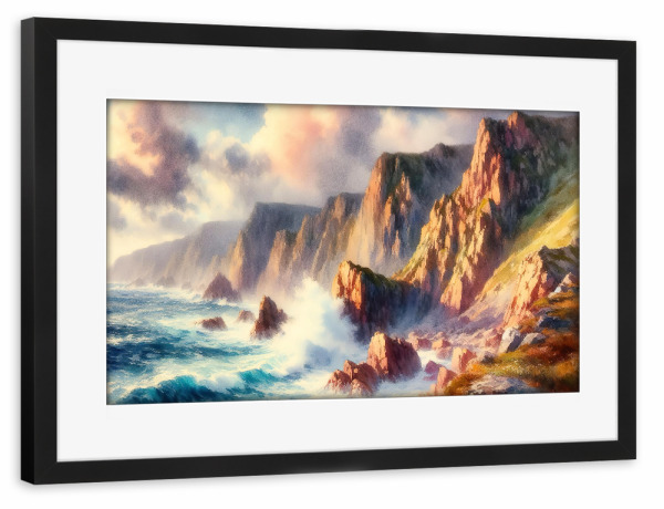 Poster mit Rahmen schwarz "Dramatische Meeresklippe" artboxONE - Natur,Reise,Abstrakt