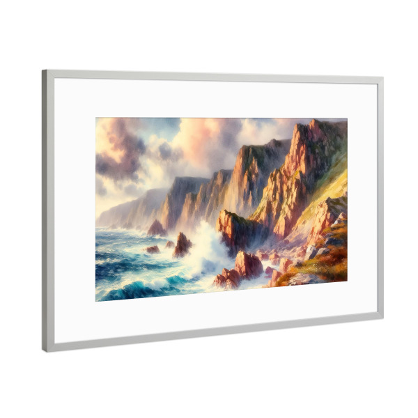 Poster mit Rahmen Silber "Dramatische Meeresklippe" artboxONE - Natur,Reise,Abstrakt