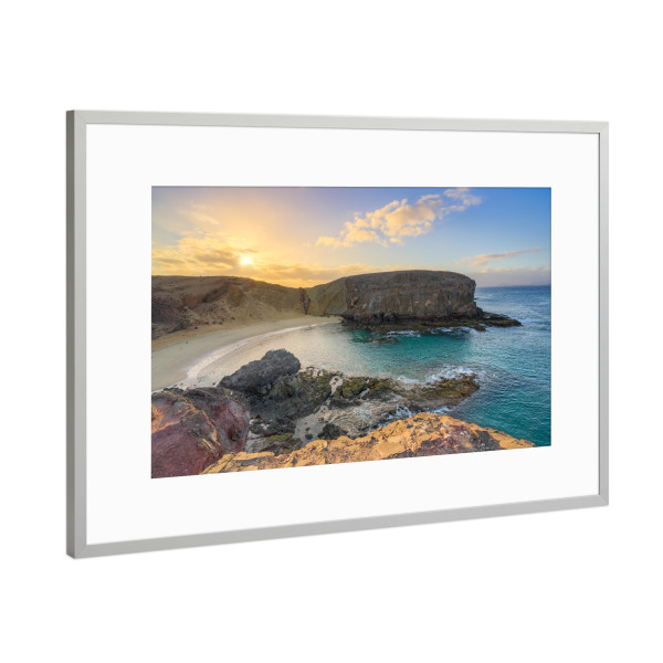 Poster mit Rahmen Silber "Lanzarote Playa de Papagayo" artboxONE - Natur,Reise / Strand und Meer,Reise / Afrika