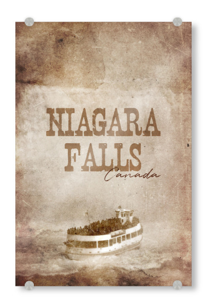 Acrylglasbild "Niagara Falls retro travel" artboxONE - Typografie,Natur,Reise,Reise / Länder