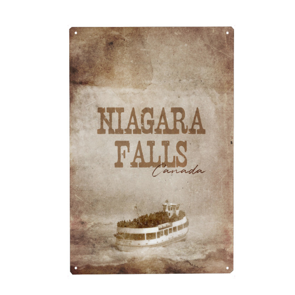 Metall Poster "Niagara Falls retro travel" artboxONE - Typografie,Natur,Reise,Reise / Länder