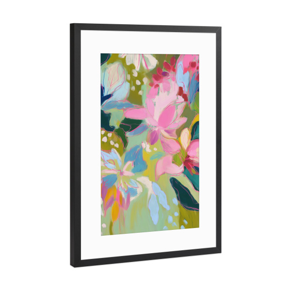 Poster mit Rahmen Schwarz (Metallic) "Blumige Lebensfreude" artboxONE - Natur,Floral,Abstrakt