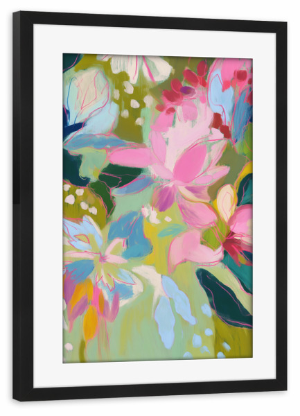 Poster mit Rahmen schwarz "Blumige Lebensfreude" artboxONE - Natur,Floral,Abstrakt