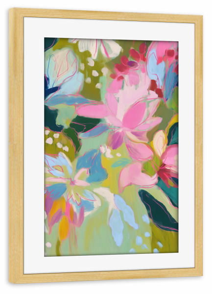 Poster mit Rahmen kiefer "Blumige Lebensfreude" artboxONE - Natur,Floral,Abstrakt