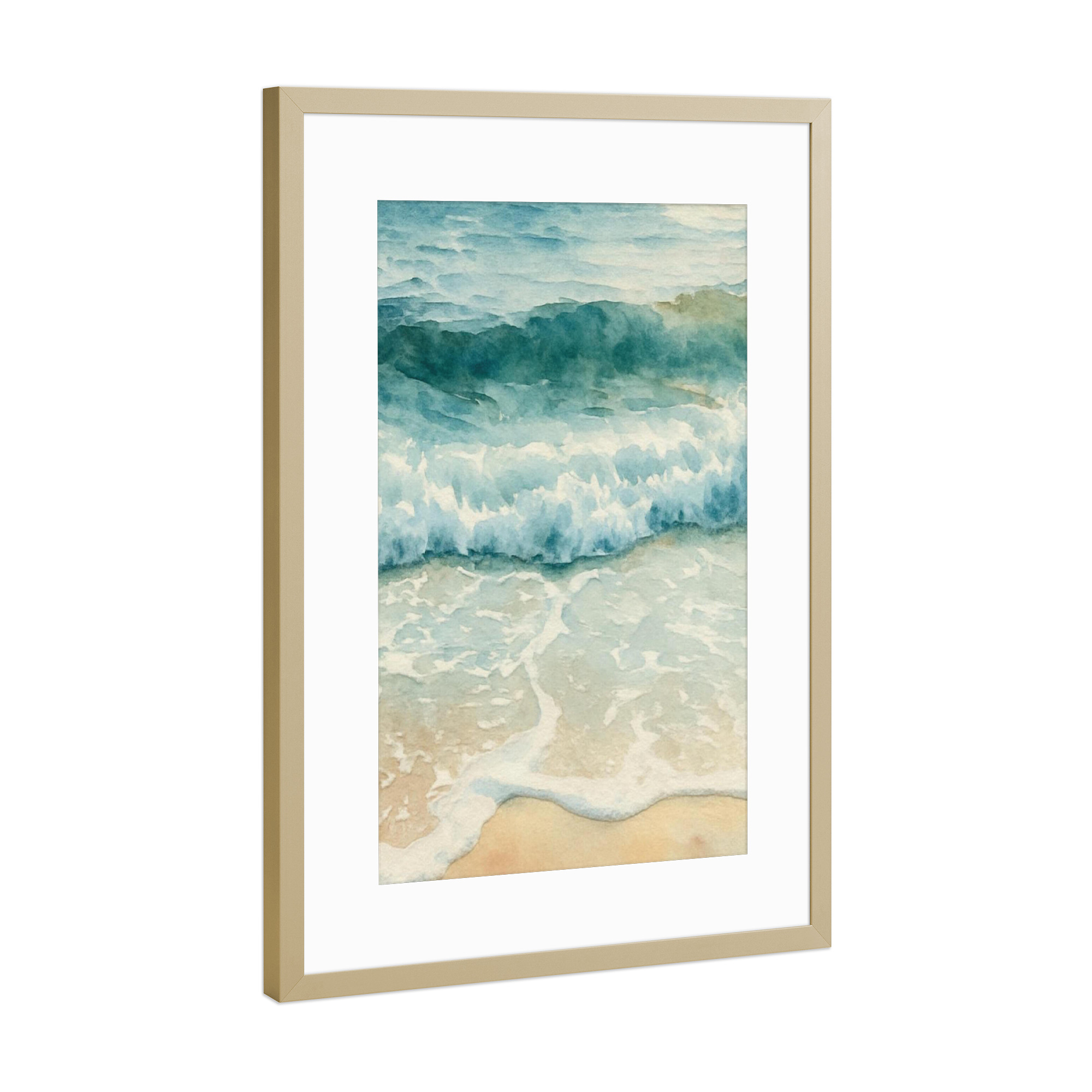 Poster mit Rahmen Gold "Ocean Beach Welle" artboxONE - Natur,Reise / Strand und Meer,Reise / Länder,Städte / Rio de Janeiro