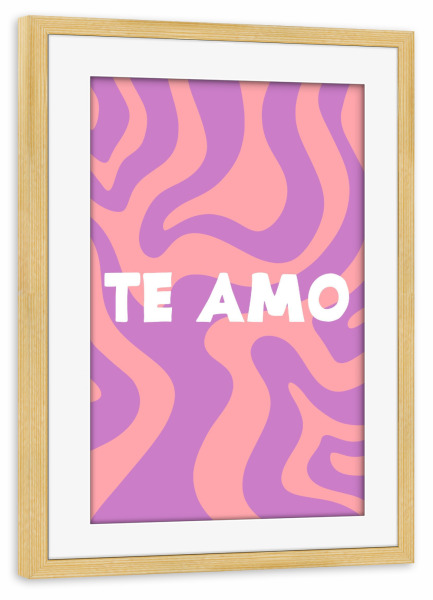 Poster mit Rahmen kiefer "Te Amo" artboxONE - Typografie,Abstrakt,Liebe - Abstrakt,Minimalistisch,Modern,Warm,Rosa,Lila,Muster,Romantisch