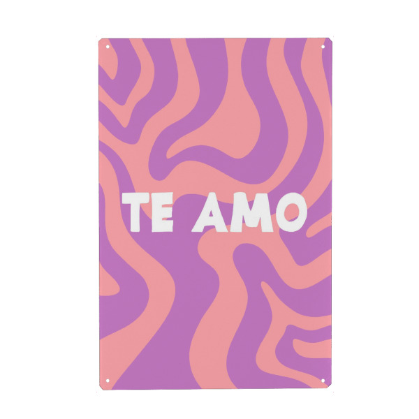 Metall Poster "Te Amo" artboxONE - Typografie,Abstrakt,Liebe - Abstrakt,Minimalistisch,Modern,Warm,Rosa,Lila,Muster,Romantisch - Blechschild