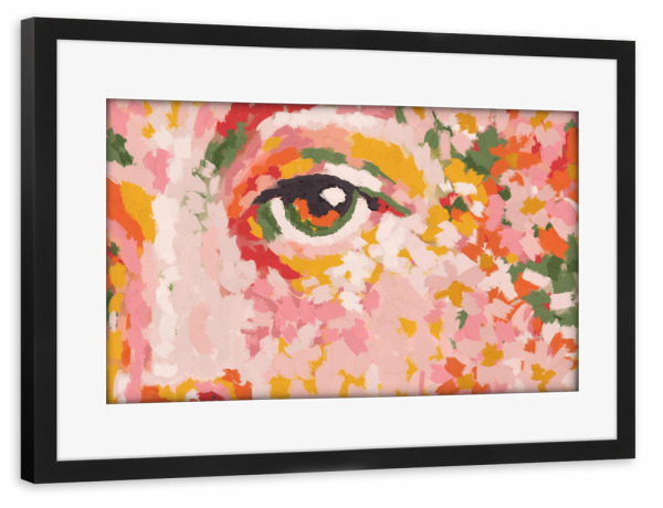 Poster mit Rahmen schwarz "Wild Attention" artboxONE - Abstrakt,Menschen - Portrait,Frau,Frauen,Pointilismus,Pastellfarben,Dekorativ,Gesicht,Auge