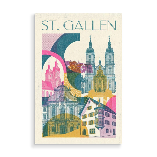 Holzbild "St. Gallen Vintage Art Deco" artboxONE - Architektur,Städte / Weitere