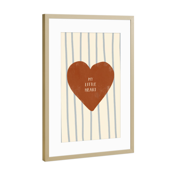 Poster mit Rahmen Gold "My Little Heart" artboxONE - Für Kinder,Liebe - Herz,Liebe,Illustration,My little heart,Heart,Streifen,Kinderzimmer