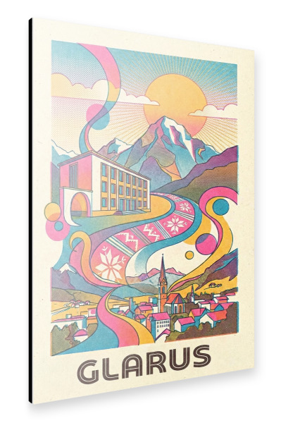 Alu-Dibond "Glarus Vintage Art Deco" 30x20 cm artboxONE