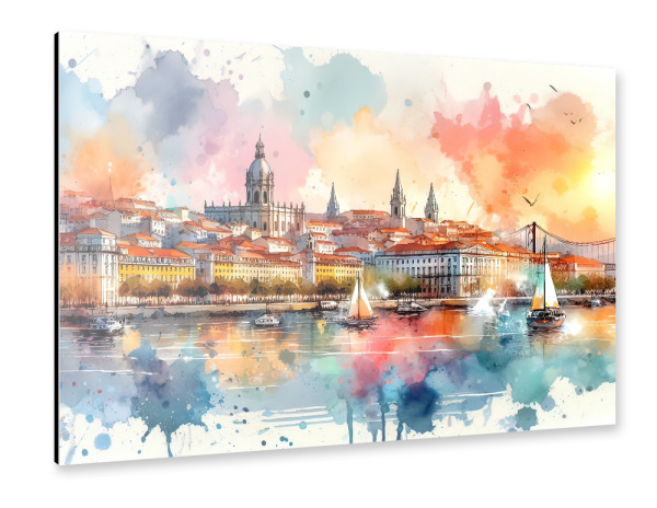 Alu-Dibond "Lissabonner Stadtbild" 30x20 cm artboxONE