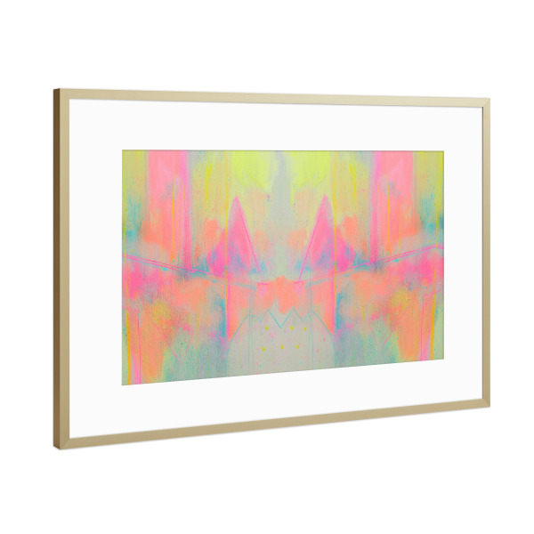 Poster mit Rahmen Gold "Neon Solar-Impuls" artboxONE - Natur,Abstrakt,Streetart