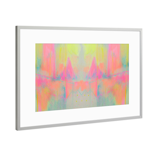 Poster mit Rahmen Silber "Neon Solar-Impuls" artboxONE - Natur,Abstrakt,Streetart