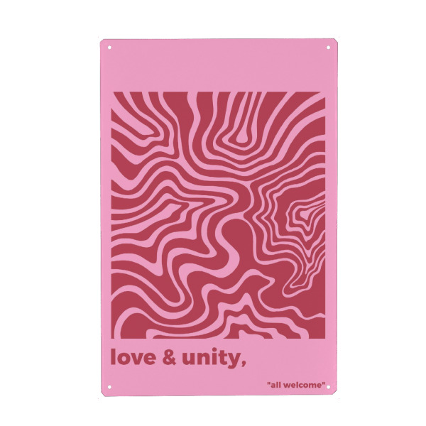Holzbild "Liebe und Einheit" artboxONE - Typografie - Liebe,Einheit,Ausdruck,Zitate,Rosa,Rot,Typografie,Text