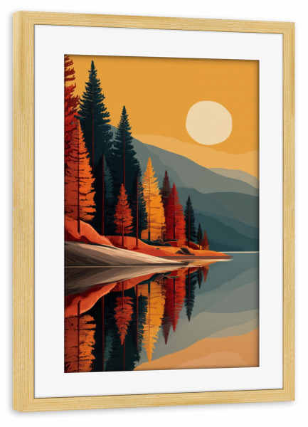 Poster mit Rahmen kiefer "Goldene Stille am Waldrand" artboxONE - Natur,Reise,Abstrakt