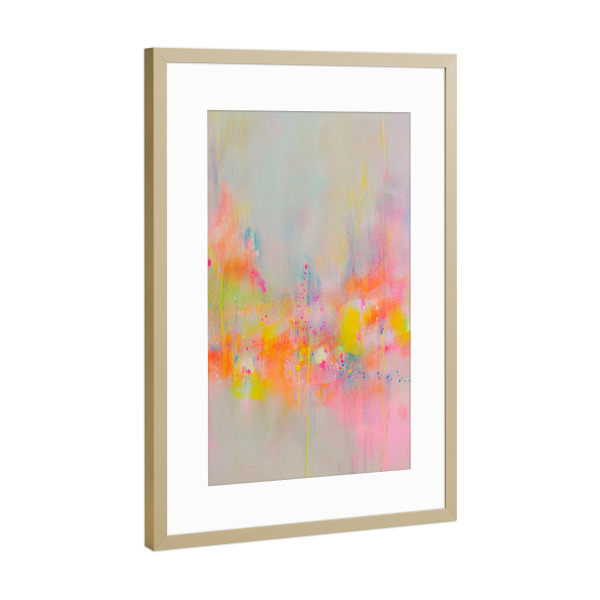 Poster mit Rahmen Gold "Neon gelbe Strukturen" artboxONE - Natur,Abstrakt,Streetart