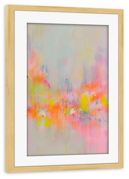 Poster mit Rahmen kiefer "Neon gelbe Strukturen" artboxONE - Natur,Abstrakt,Streetart