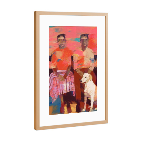 Poster mit Rahmen Kupfer "Companions" artboxONE - Abstrakt,Menschen - People,Love,Togetherness,Couple,Friends,Friendship,Companion,Pet,Painterly