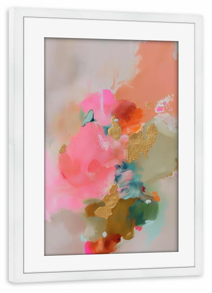 Poster mit Rahmen weiß "Farbige Goldakzente" artboxONE - Natur,Abstrakt,Geometrie