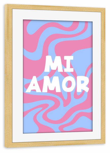 Poster mit Rahmen kiefer "Mi Amor abstrakter Hintergrund" artboxONE - Typografie,Abstrakt,Liebe - Abstrakt,Mustter,Liebe,Amore,Typografie,Typo