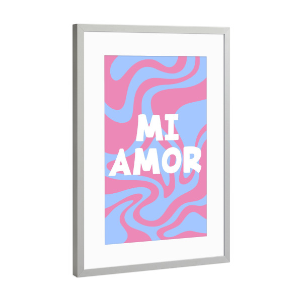 Poster mit Rahmen Silber "Mi Amor abstrakter Hintergrund" artboxONE - Typografie,Abstrakt,Liebe - Abstrakt,Mustter,Liebe,Amore,Typografie,Typo