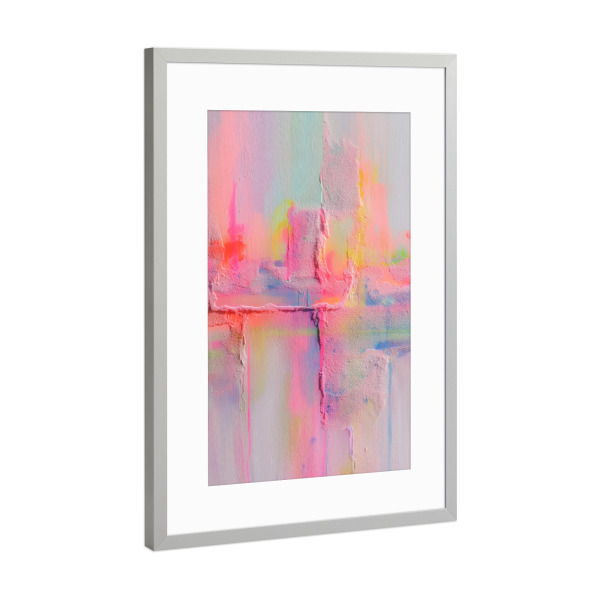 Poster mit Rahmen Silber "Elektrischer Neon Puls" artboxONE - Abstrakt,Geometrie,Streetart