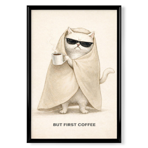 But First Coffee – Tired Cat