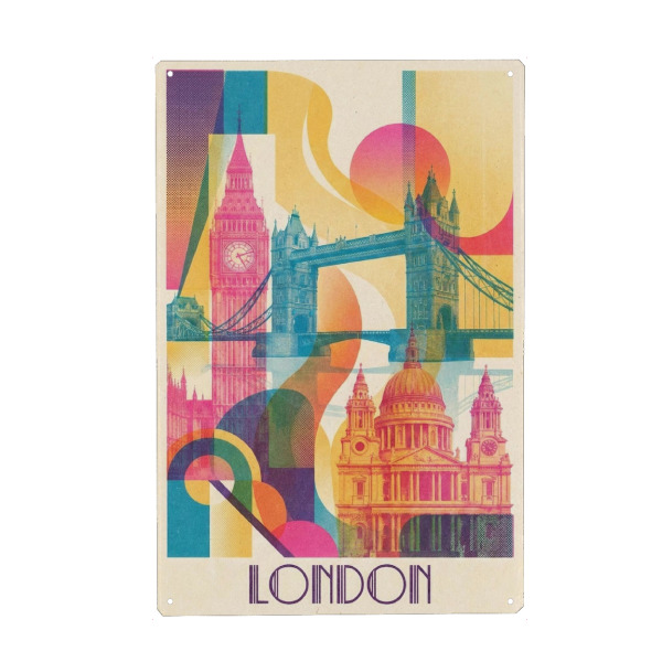 Holzbild "London Vintage Art Deco" artboxONE - Städte / London,Architektur