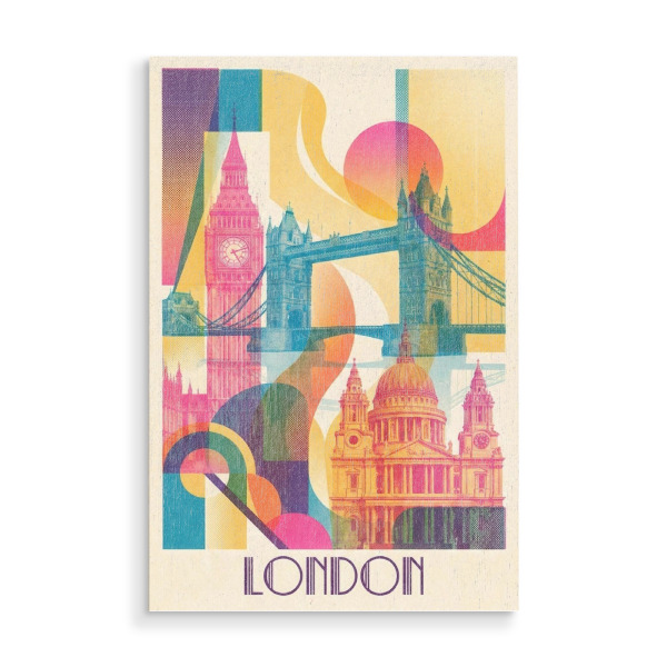 Holzbild "London Vintage Art Deco" artboxONE - Städte / London,Architektur