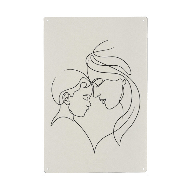 Holzbild "Mutter und ihr Kind" artboxONE - Abstrakt,Liebe,Für Mama - Mutter,Mutter,Mutterschaft,Muttertag,Kind,Strichzeichnungen,Strichzeichnung