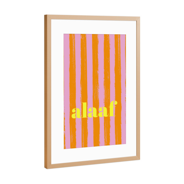 Poster mit Rahmen Kupfer "Alaaf gelb orange gestreift" artboxONE - Städte / Köln,Typografie