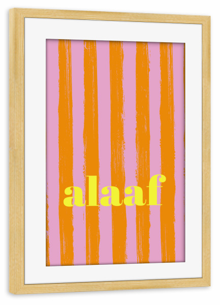 Poster mit Rahmen kiefer "Alaaf gelb orange gestreift" artboxONE - Städte / Köln,Typografie