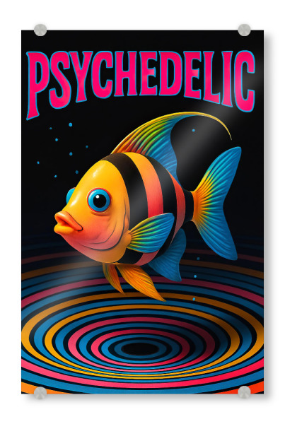 Acrylglasbild "Buntes psychedelisches Fischdesign" artboxONE - Tiere,Fashion