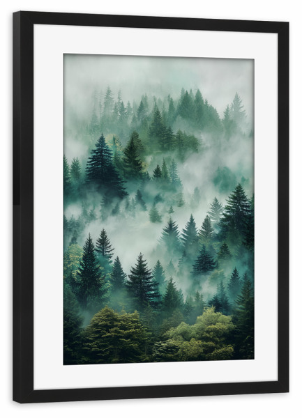 Poster mit Rahmen schwarz "Geheimnisvolle Tannenspitzen" artboxONE - Natur,Floral