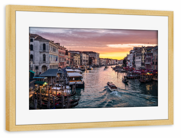 Poster mit Rahmen kiefer "Venedig nach Sonnenuntergang" artboxONE - Städte,Reise,Architektur,Städte / Venedig