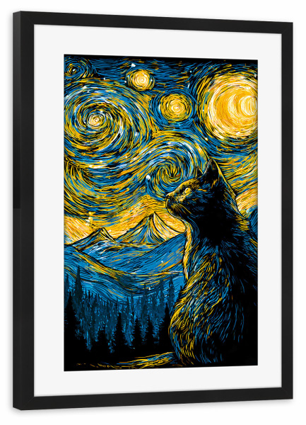 Poster mit Rahmen schwarz "Katze, s. Van Gogh (matart)" artboxONE - Natur,Tiere