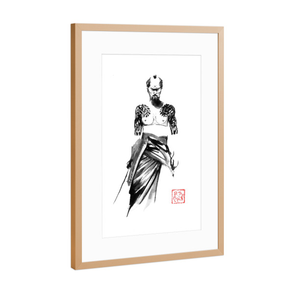 Poster mit Rahmen Kupfer "Yakuza und Wakizashi" artboxONE - Menschen,Reise / Asien,Männer - Sumie,Japan,Yakuza,Samurai