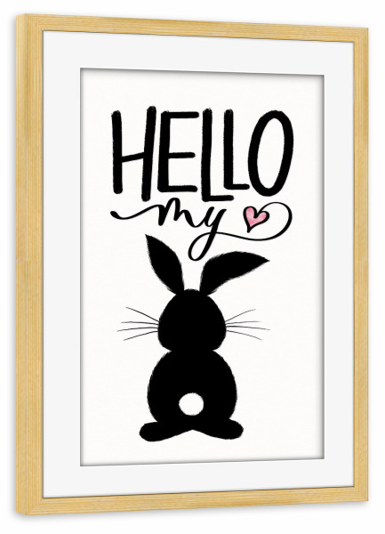Poster mit Rahmen kiefer "Hello My Honey Bunny" artboxONE - Typografie,Tiere,Liebe