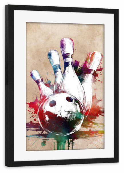 Poster mit Rahmen schwarz "Bowling Sportkunst C" artboxONE - Sport,Sport / Motivation - Bowling,Schüssel,Spiel,Sport