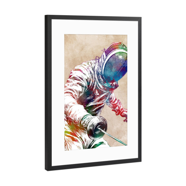 Poster mit Rahmen Schwarz (Metallic) "Fechtsportkunst F" artboxONE - Sport,Sport / Motivation - Fechter,Fechten,Sport