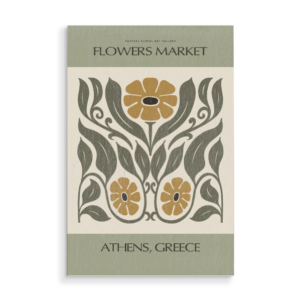 Holzbild "Blumenmarkt in Athen" artboxONE - Floral,Abstrakt - Blumen,Markt,Athen,Griechenland,Zier,Design,Natur,Blätter