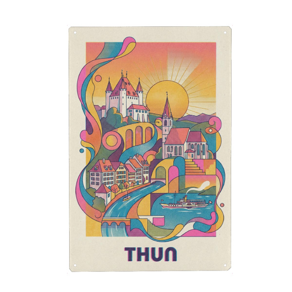 Metall Poster "Thun Vintage Art Deco" artboxONE - Städte / Weitere