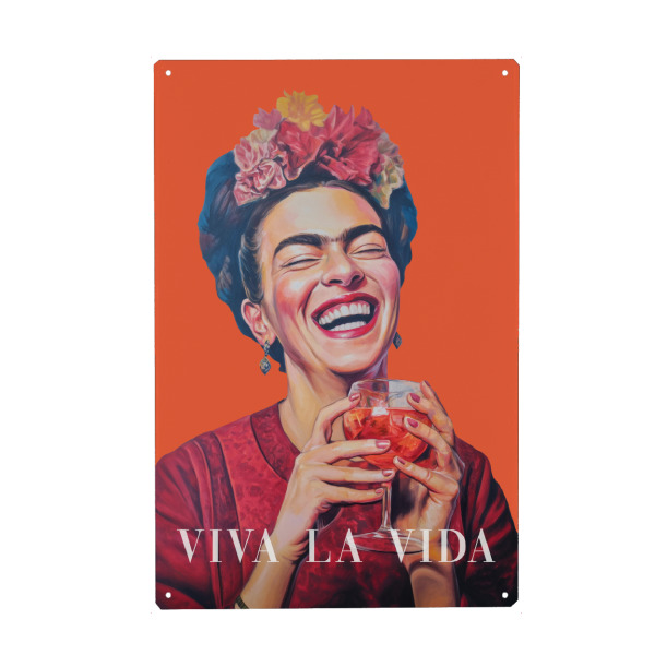Holzbild "Sommer Schwung mit Frida" artboxONE - Typografie,Floral,Essen & Trinken / Alkohol